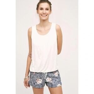 Anthropologie DOLAN Libba White Knit Bubble Hem Tie Waist Tank Top Knit XL